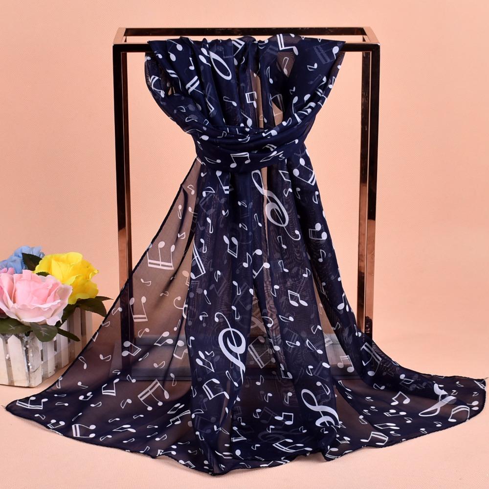 New Fashion Music Symbols Ladies Scarf Printed Chiffon For Ladies Women Girls Scarf Beach