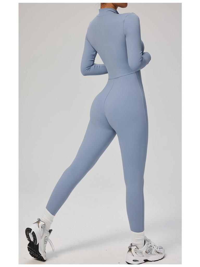 Manyi Zipper Nude Long Sleeve Yoga & Fitness Jumpsuit 8306
