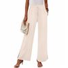 Women's Fashion Loose Wide Leg Pants Slits At The Cuffs Elastic Waist Drawstring Pockets Casual Pants