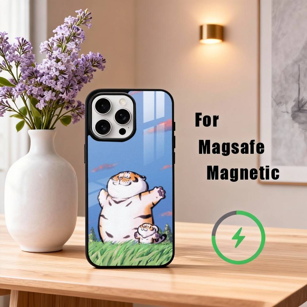 F-Fat Tiger Phone Case For iPhone17,16,15,14,13,12,11 Plus,Pro Max Magnetic For Magsafe Wireless Charging