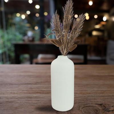 New Ceramic 'White Long Cylindrical Vase' 9 Inch - Set of 1 | Decorative Long Vase for Dried Flowers and Pampas Grass  Vases for Home Decor,