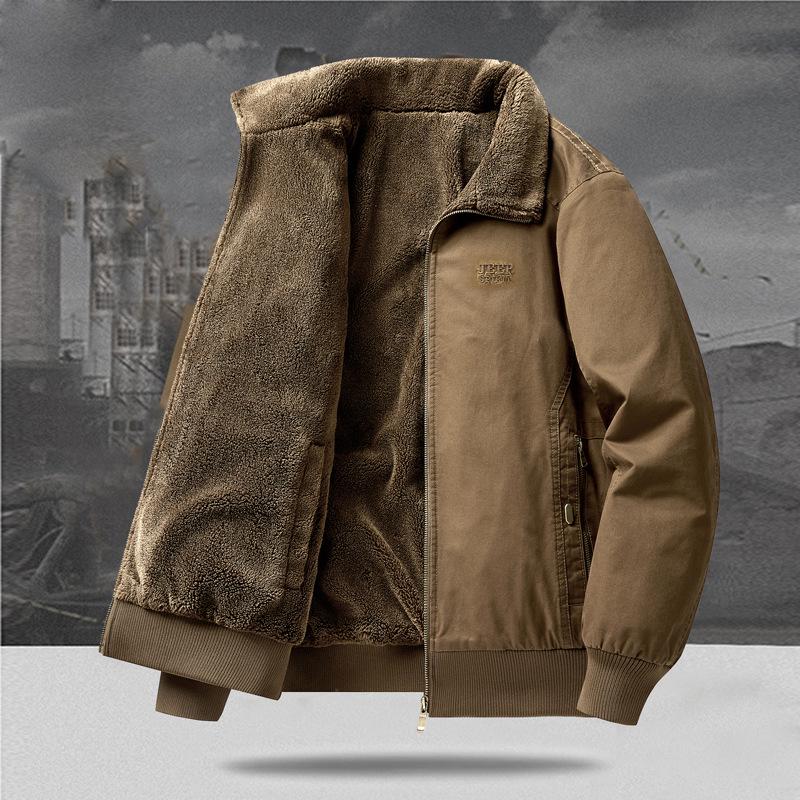 Men's Plus Velvet Double-Sided Lambswool Jacket - Large Size, Winter Warmth Coat