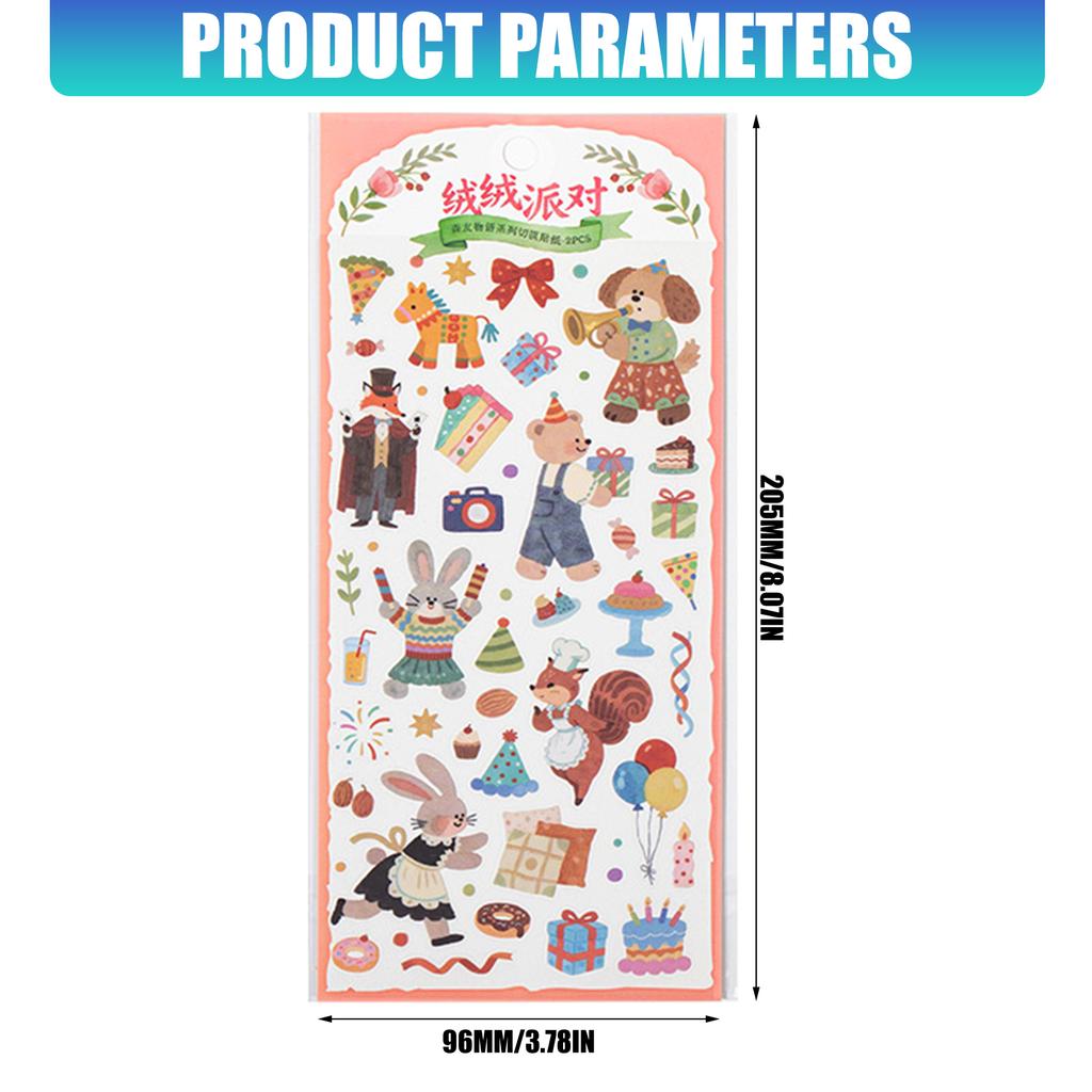 Cartoon Animal Scrapbooking Sticker Transparent Decorative Sticker for DIY Craft Journaling Scrapbook Journal Planner