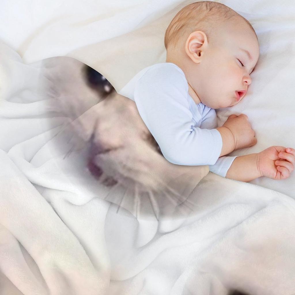 Sad Cat Throw Blanket Warm Winter Halloween Thermal Decorative Blankets