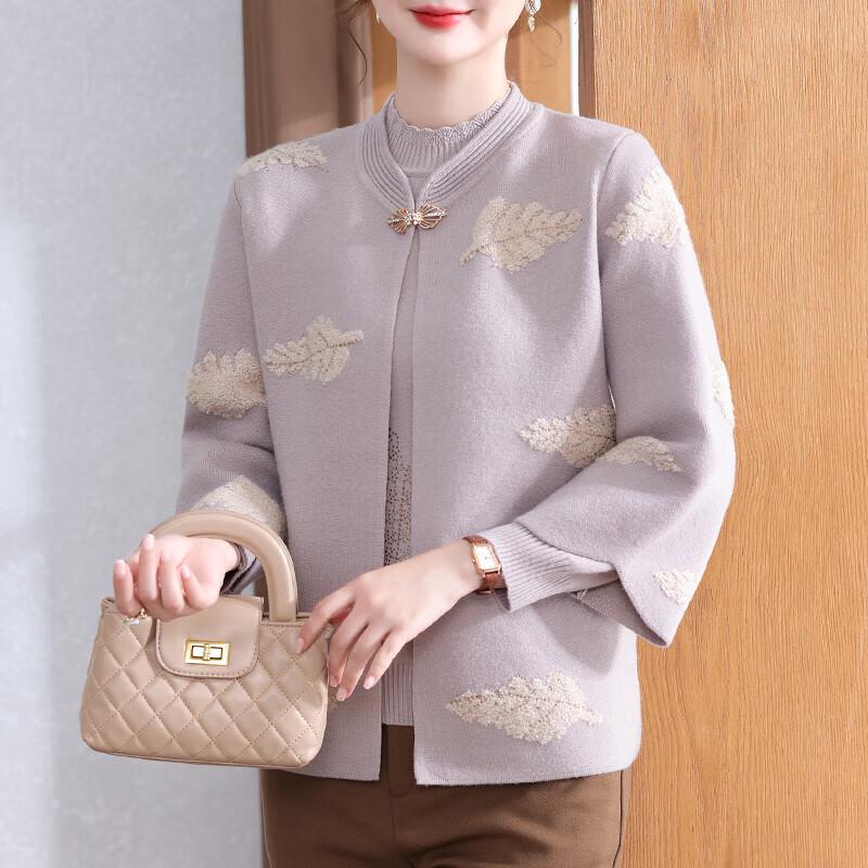 

XUEXI Mid-Aged Women s Autumn Knit Two-Piece Set 2XL