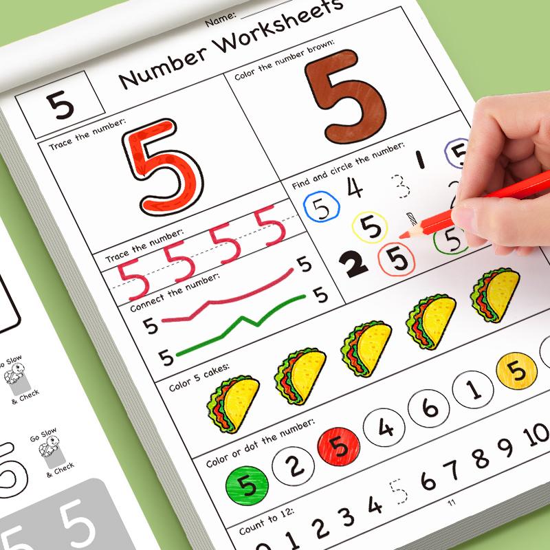2 Books/set of 26-letter and Number Practice Books, Each with 32 Pages, Number Copybook, Letter Tracing Book