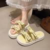 Soft Bottom Fashion Cool Slippers Women's Summer Wear 2025 New Fashion Fairy Wind Bow Rhinestone Beach Sandals