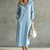 Damen Locker Kapuzenpullover Halber Reißverschluss Langarm A-Linie Freizeit Urlaubs-Kleid