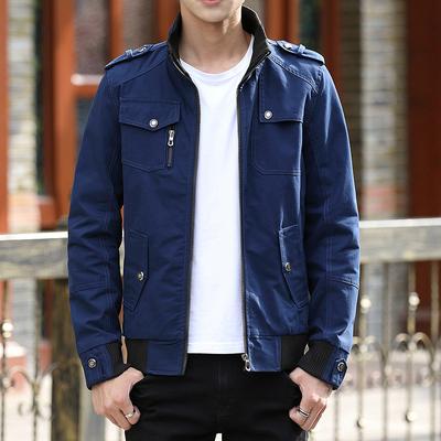 Casaco Masculino Primavera e Outono Novo Estilo Coreano Casaco Masculino Algodão Tamanho Grande Jaqueta Masculina de Trabalho com Gola Alta Roupa Masculina
