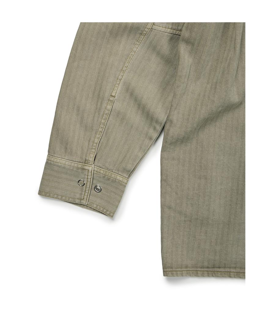 ETCE (Base) Herringbone Washed Pocket Shirt (Beige)