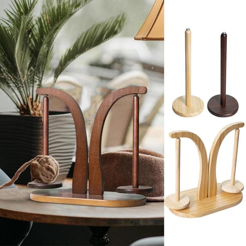Double Yarn Spindle Rotating Wooden Sewing Yarn Holder Spinner Magnetic Thread Spool Wool Ball Winder For Knitting Sewing Tool