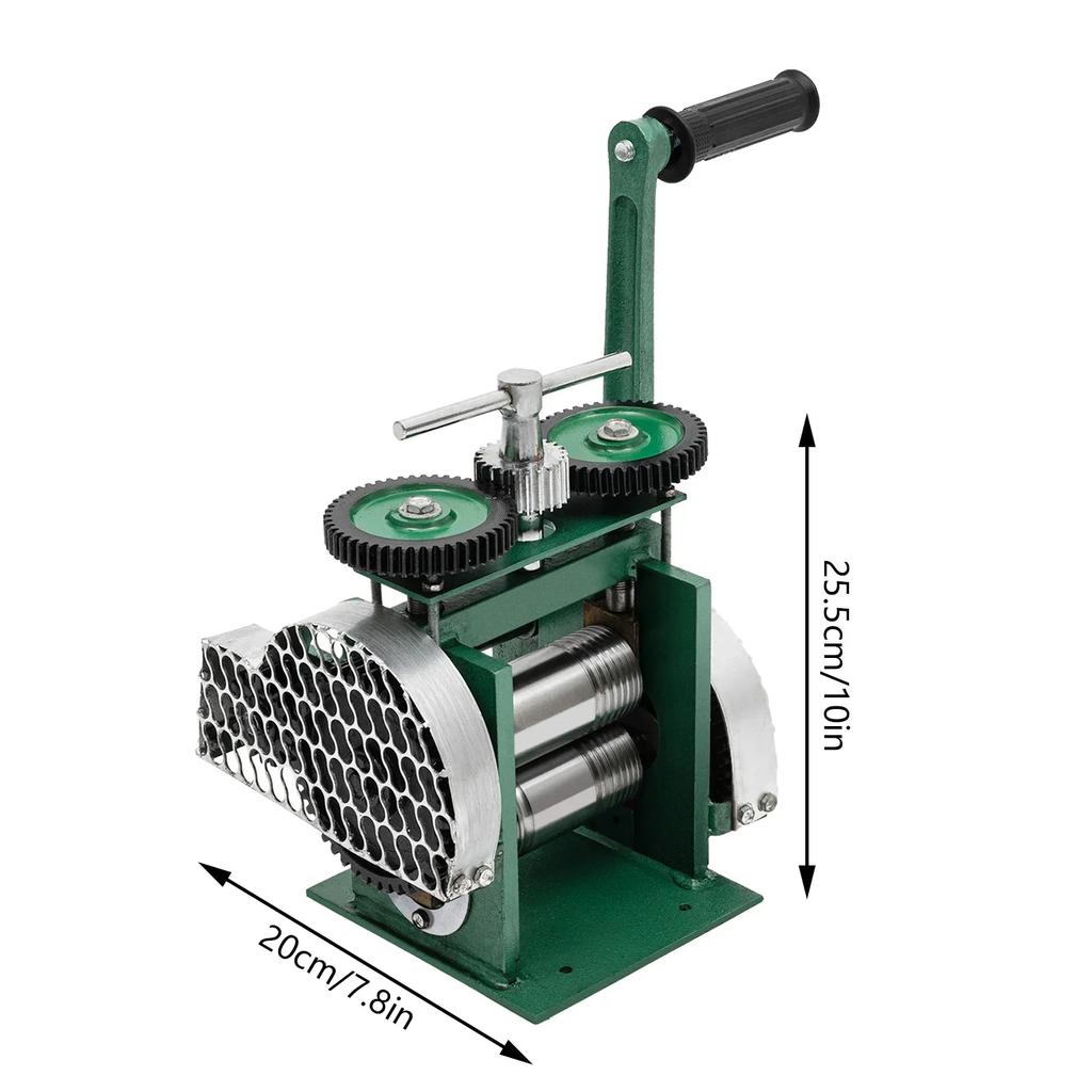 Portable 3 In 1 Manual Jewelry Rolling Mill Machine 120 Mm Adjustable Press Thickness for Gold Silver Copper Aluminum, Green