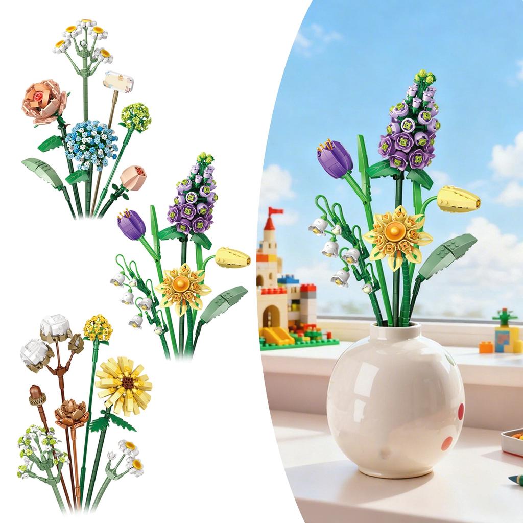 Building Block Flower Small ParticleChildren'S Assembly Diy Eternal Flower Girls' Creative Toy Gift