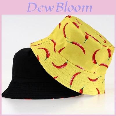 Zomerse Chili Print Vissershoed Voor Buiten Zonnebescherming En Ademend Vermogen