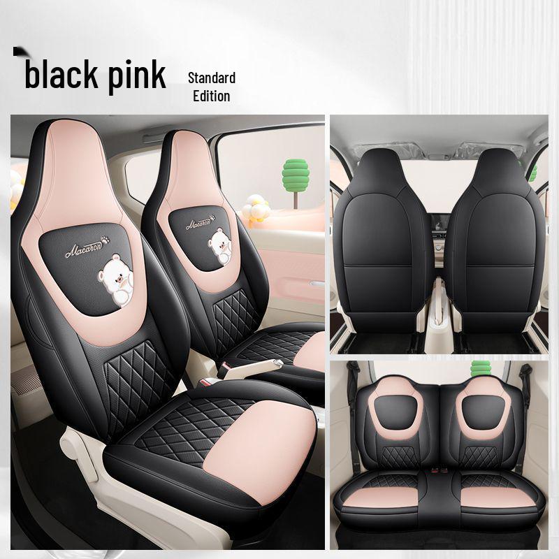 

New Wuling Hongguang MINIev Macaron 3rd Gen Cartoon Full Surround Seat Cover Mystery Black (Leather with Houndstooth)