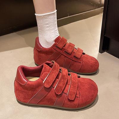 Sapatos Casuais Femininos Novos Retro com Velcro de Solado Plano e Bico Redondo, Versáteis e Modernos, Sapatos de Cabeça Grande Feios e Fofos