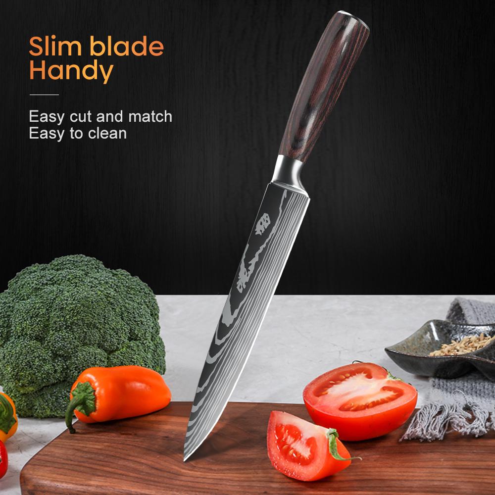 Japanese Kitchen Knives German Stainless Steel 8 Inch Slicing Knife Sharp Razor Carving Knife Sushi Knife for Birthday Gift