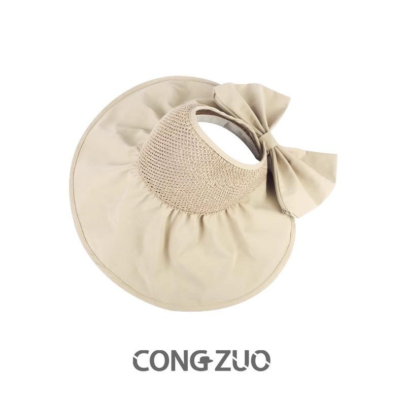 Vinyl Hollow Big Brim Fisherman Empty Top Hat Ponytail Sunshade Versatile Sunscreen Hat Women's Summer