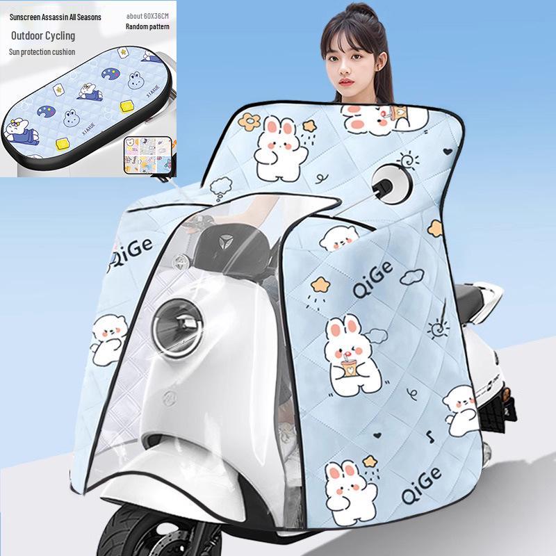Cape Style Universal Electric Vehicle Sunshade: Waterproof, Summer Thin Design for Motorcycles & Tricycles.
