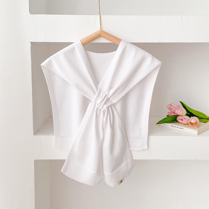 

Корейская осенне-зимняя вязаная шаль, женская блузка, плечи, ложный воротник, накидка, завязанный шарф, однотонный шарф для защиты шеи для женщин