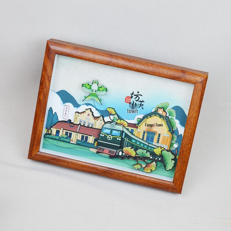 

3D Weifang Kite Painting and Wooden Photo Frame Ornament Gift Box Souvenir.
