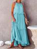European and American 2025 Summer Ruffle Long Dress - Women's Flowing Holiday Beach Style