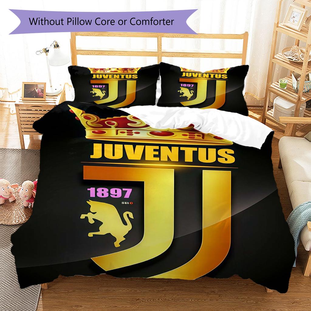 Set Copripiumino Trapuntato Juve Federa Federe Decorazione Casa Regalo di Compleanno (1 * copripiumino + 2 * federa, senza nucleo)