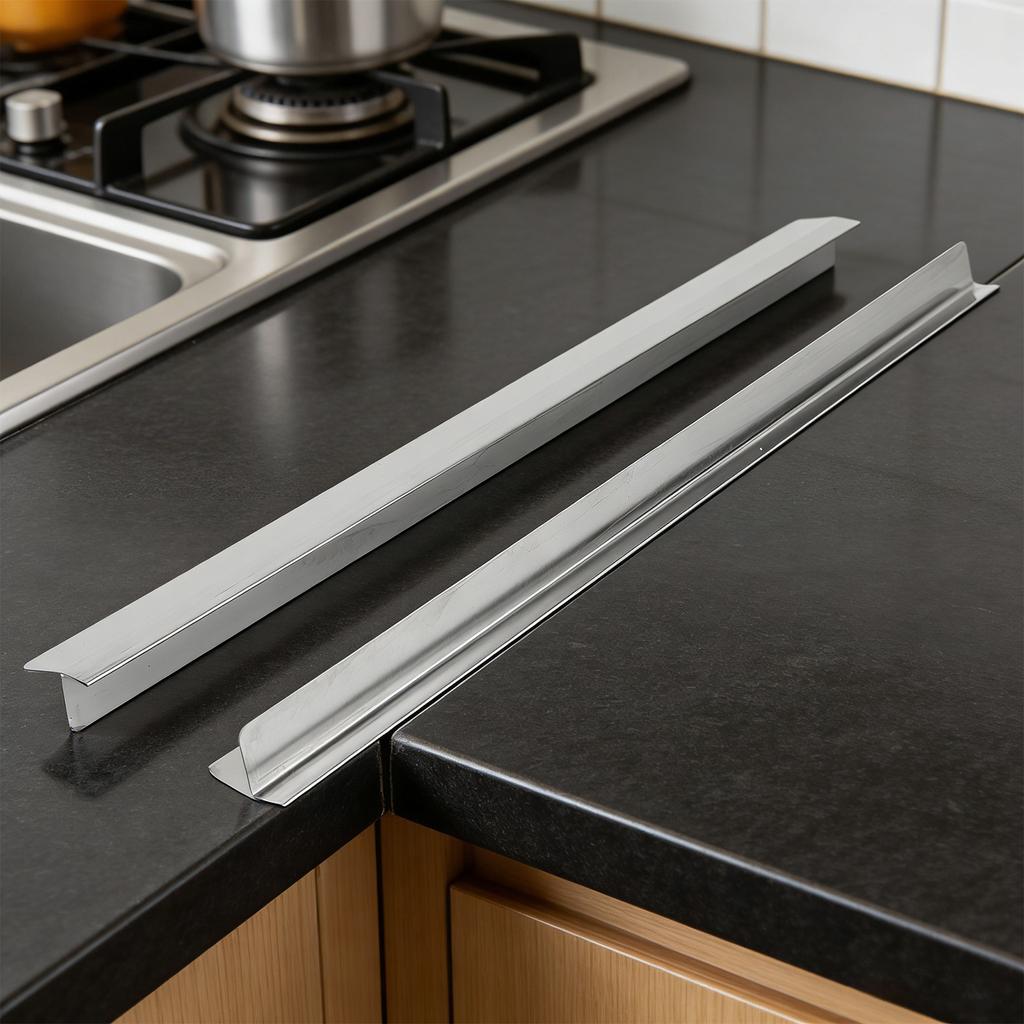 2 Pack Stainless Steel Stove Crevice Covers Easy Clean Heat Resistant Stove Counter Crevice Cover Suitable for Even Surface