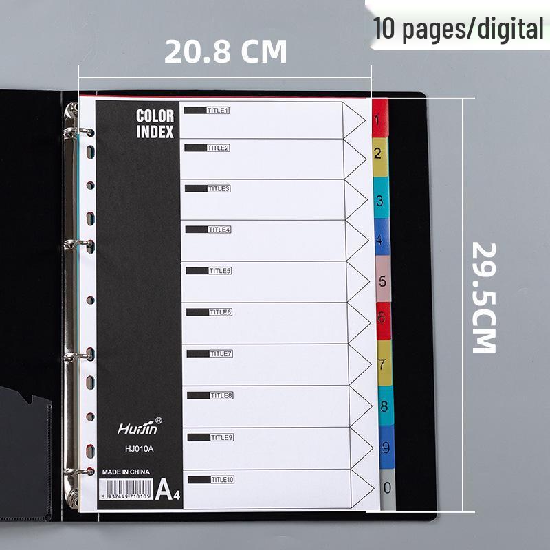 Colored A4 Loose-leaf Index Dividers with 11 Holes - Numbered and Lettered Tabs