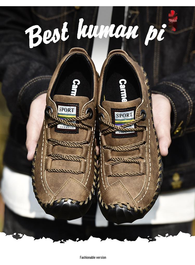 2026 Men's Lightweight Handmade Leather Casual Shoes: Trendy, Fashionable Design