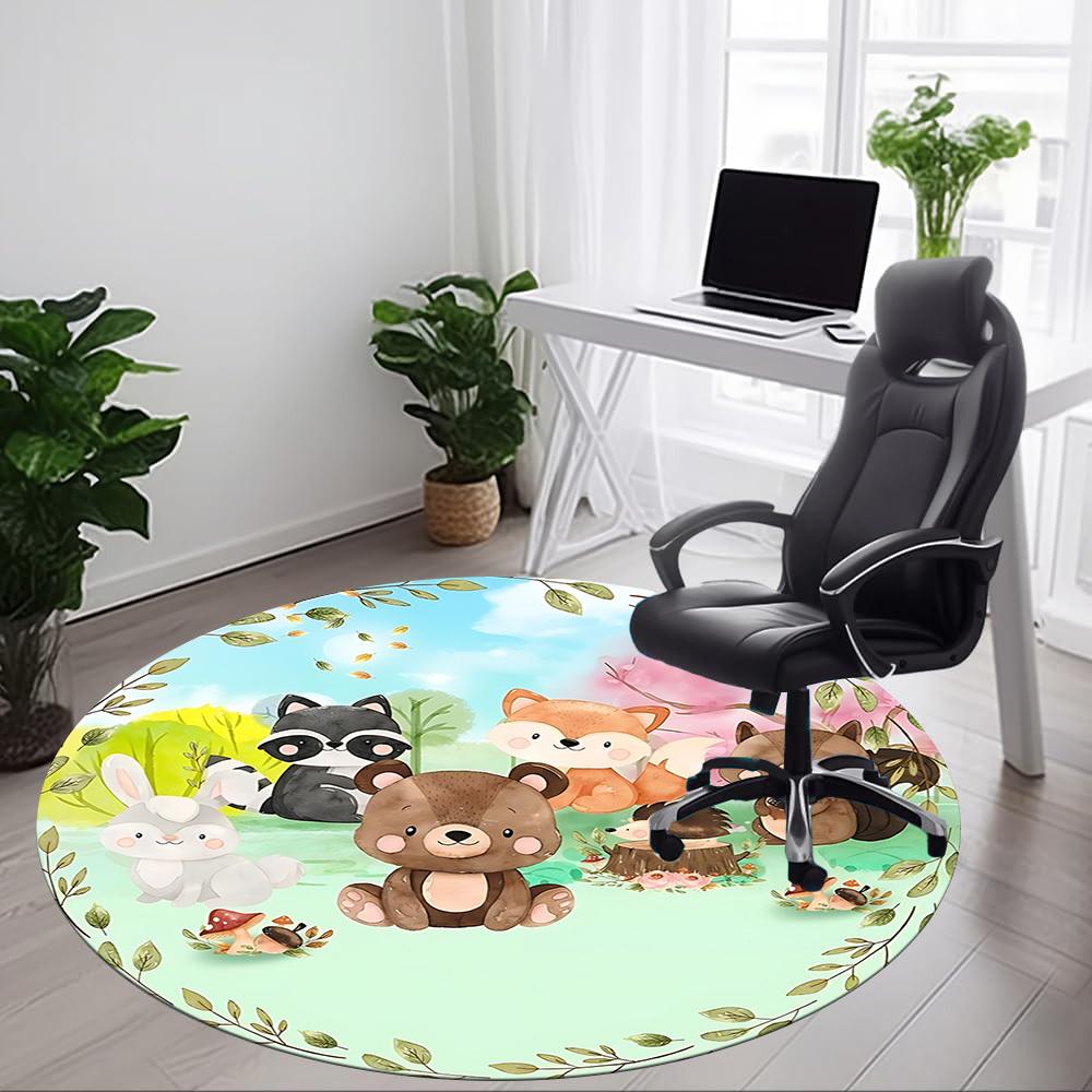 1pc Woodland Creatures Chair Carpet for Office, Soft Flannel Throw Mat, Perfect for Office,Holiday Party Decoration Choice Yy251113194