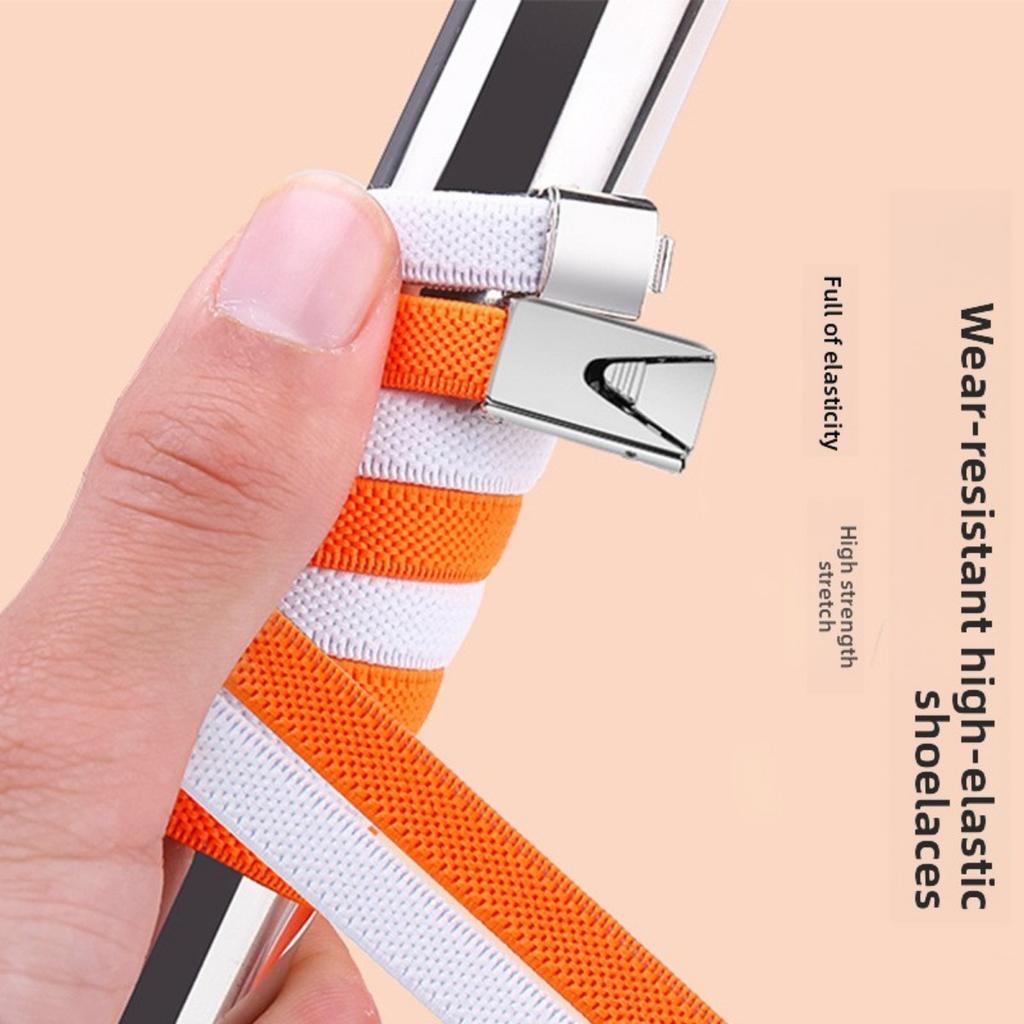 1pairs Wide Elastic Flat Straps with Metal Press Buckles - No Need To Tie Lazy Shoelaces, Lightweight Elastic Shoelaces Suitable for Sports Shoes