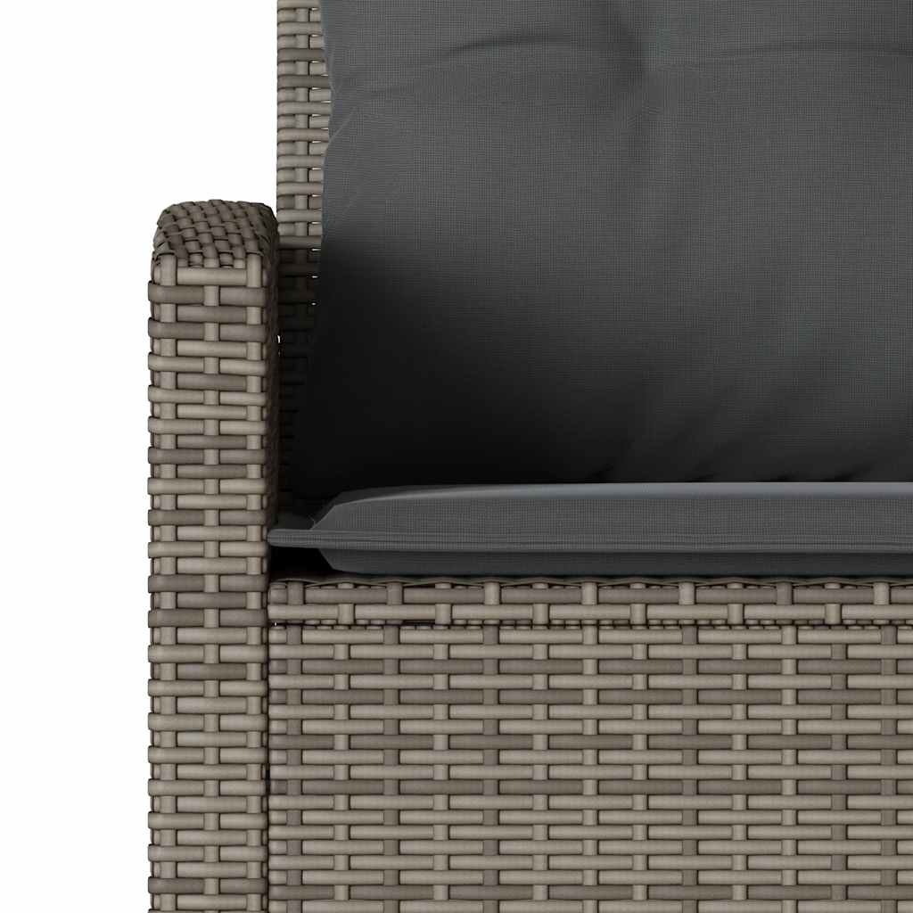 L Shaped Sofa with Cushions Grey Poly Rattan
