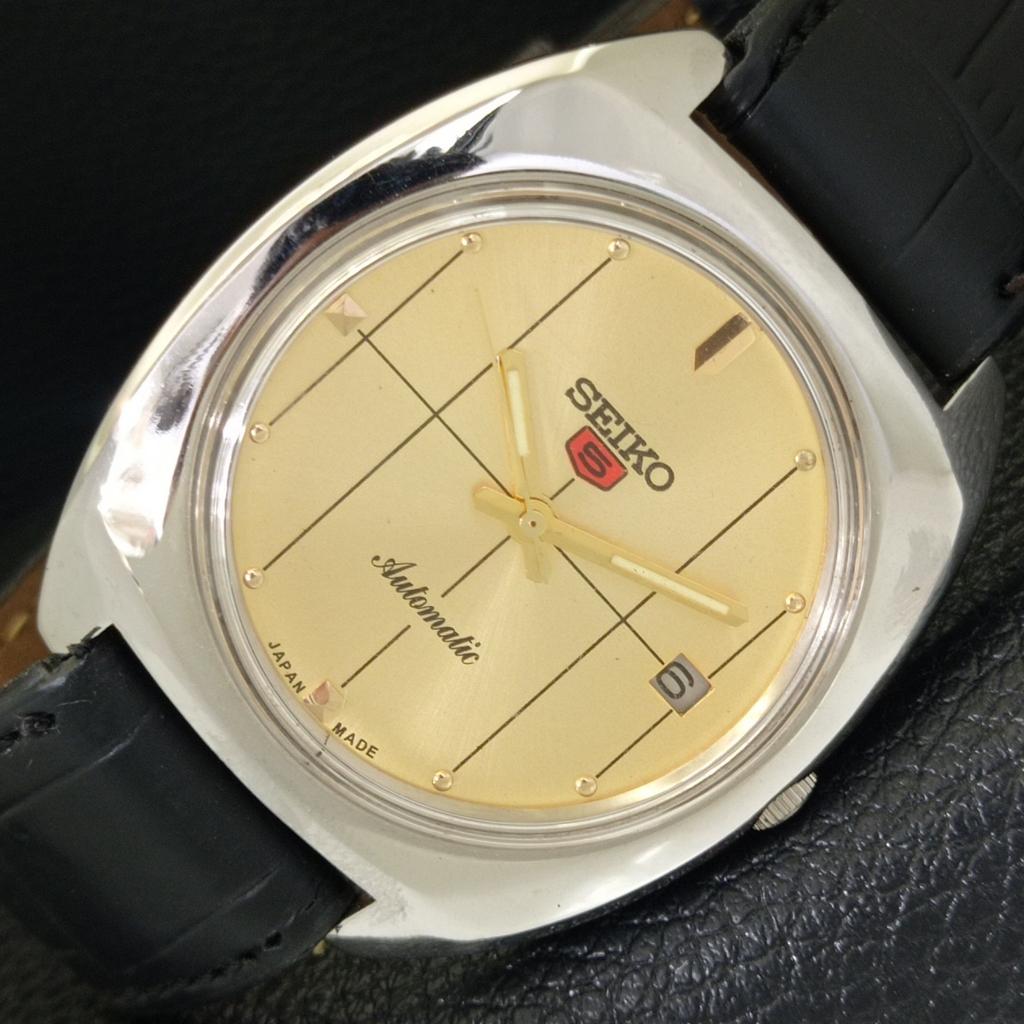 

VINTAGE SEIKO 5 AUTOMATIC 7019A JAPAN MENS GOLDEN COLOR DIAL WATCH a702501-1 R126-a702501