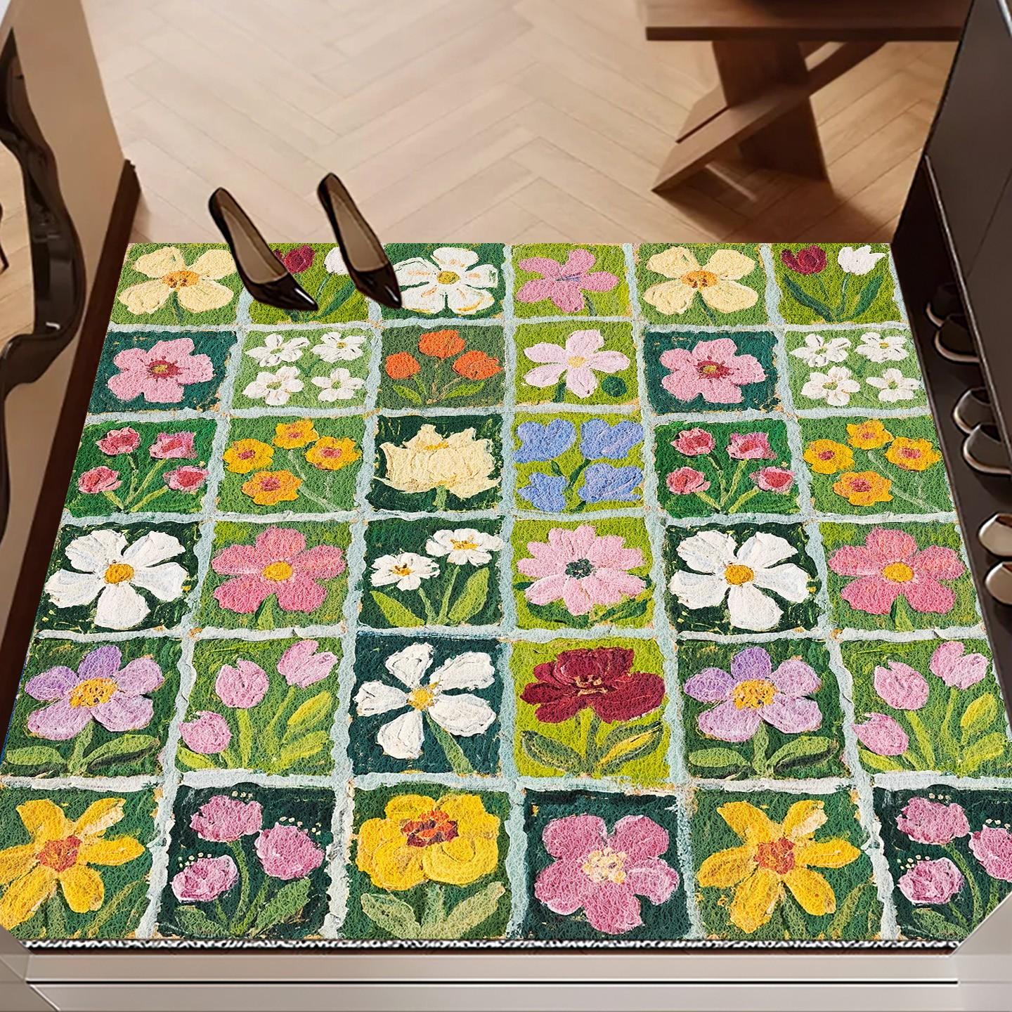 

Retro Oil Painting Household Floor Mat PVC Wire Ring Dust Removal Scraper Salmonella Mat Can Cut and Non Slip Foot Pad Alfombra 40x60cm