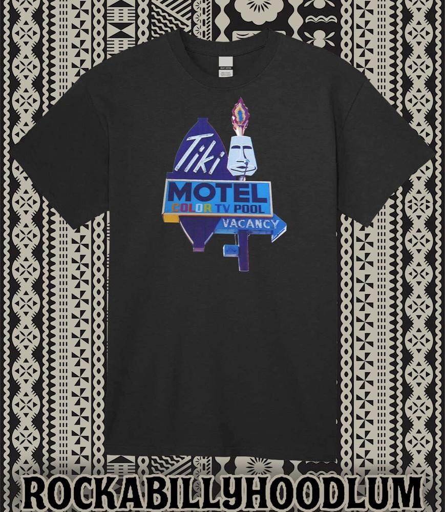 Retro Tiki Art Tee T Shirt 100% Cotton Mug Bar Restaurant Motel Sign Unisex T-Shirt L