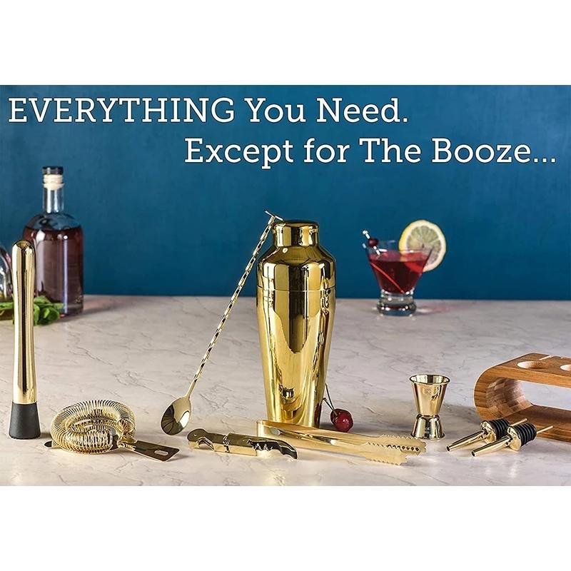 Sada koktejlových barů Mixology Bartender Kit: 10dílná sada tyčového nářadí se stylovým bambusovým stojanem