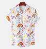 Summer Rainbow Men's Vacation Lapel Kamisa Oversized Hawaiian Shirt 3D Printed Fashion Men's and Women's Beach Short