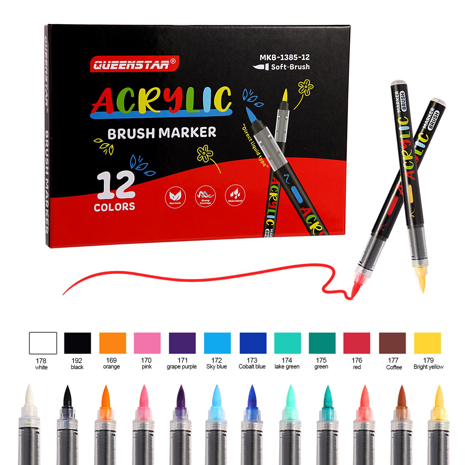 

48/12 Colors Straight Liquid Brush Acrylic Paint Pens Markers for Rock Painting Wood Christmas DIY Crafts Making Art Supplies