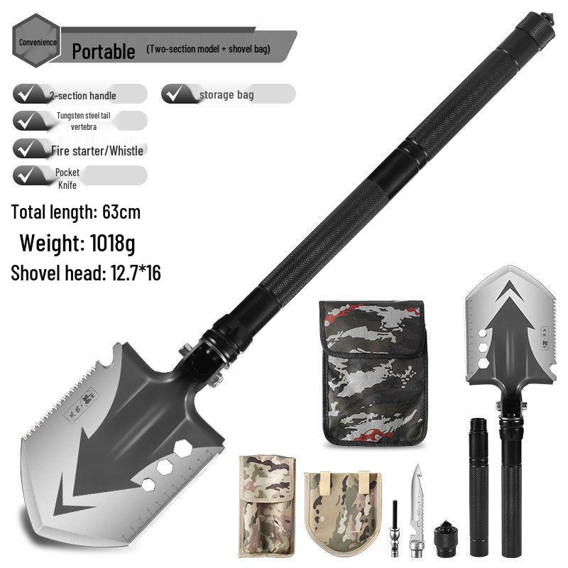 Lang Shen Multifunctional German Steel Entrenching Tool: Outdoor Self-Defense, Folding Shovel for Fishing and Military Use