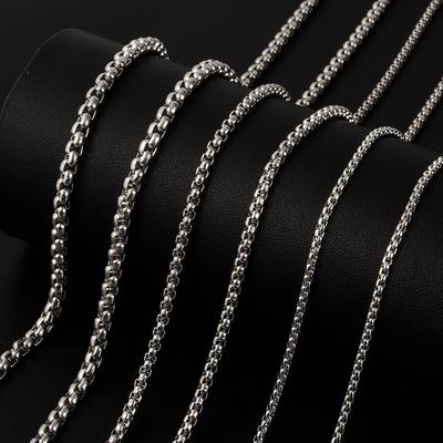 Width 2/2.5/3/4mm Silver Color Stainless Steel Box Chain Necklaces For Women Men Accessories 45/50/60/70/90cm Necklaces Jewelry