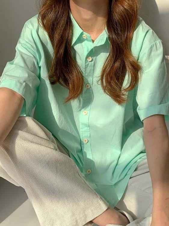 Women's Chic Pure Cotton Loose Fit White Short-Sleeve Shirt - Korean Style Summer Casual Top