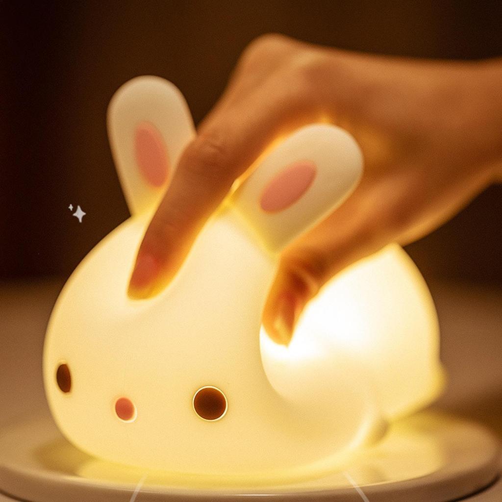 Bunny Lights Bunny Silicone Touch Control Cute Rechargeable Lamp Soft Night Lights For Home Bedroom Bathroom Nursery Bedside