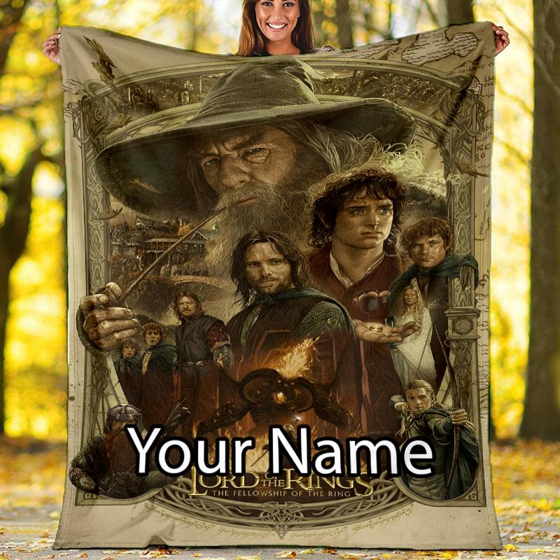 Custom Name The Lord of the Rings Theme Printed Blanket - Perfect for Couch, Bed, Travel & Outdoor Use | Machine Washable, Cozy & Durable.