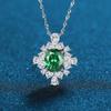 New S925 Silver Luxury Necklace with Full Diamond, Ruby & Green Yellow Accent Pendant