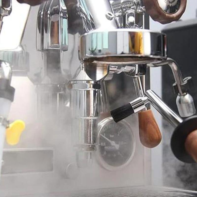 Heatproof Steam Cleaning Brush With Stainless Steel Rod And Wooden Handle For Espresso Machines