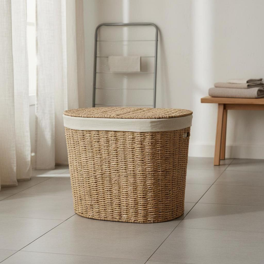 Paper Rope Hamper Lid Included Basket Decorative for Bedroom