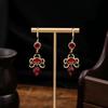 Red Series Beaded Earrings, National Style Auspicious Cloud Water Drop Pearl Earrings, Cheongsam Hanfu Accessories