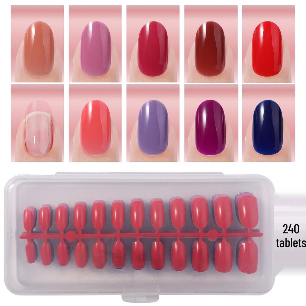 Colored Glitter Nail Art Tips - 240-Piece Set with Various Styles and Multiple Colors, Boxed Fake Fingernail Stickers