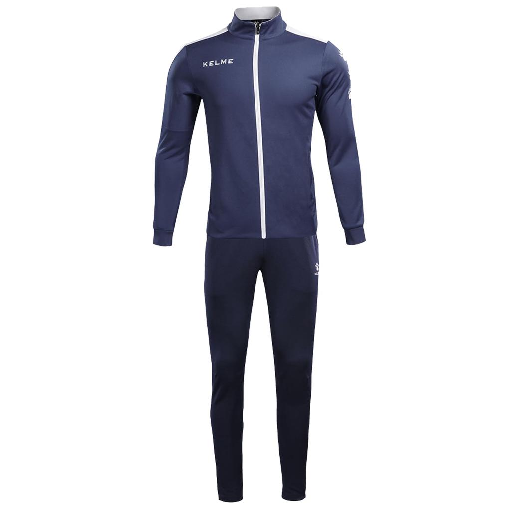 Kelme Men's Tracksuit, Sportswear Set, Jacket & Pants, Training and Running Wear (Dark Blue, Size XL)